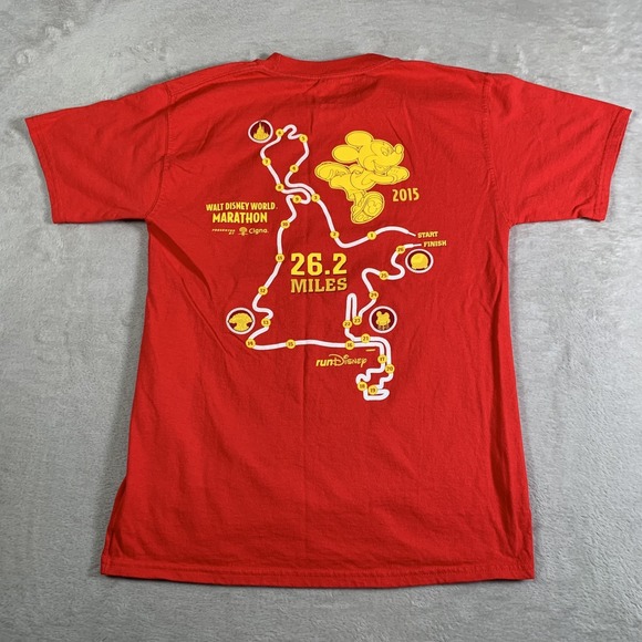 Disney Walt Disney World Marathon Shirt Mens Small Red runDisney 2015 Champion - Picture 10 of 11